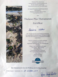 Zertifikat Thalasso Plus Therapeutin